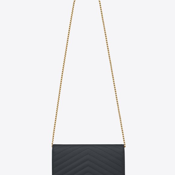 YSL WALLET WITH CHAIN IN QUILETED SMOKE COLOR - Picture 4 of 5